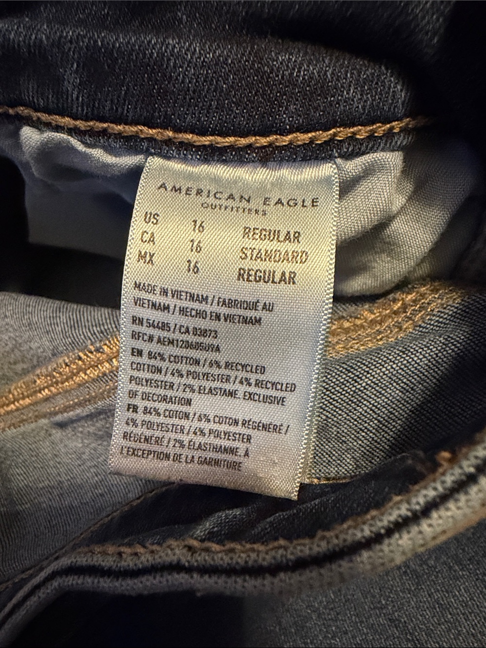 American Eagle Outfitters Deep Indigo Hi-Rise Jegging Jeans 16r - Picture 2 of 4